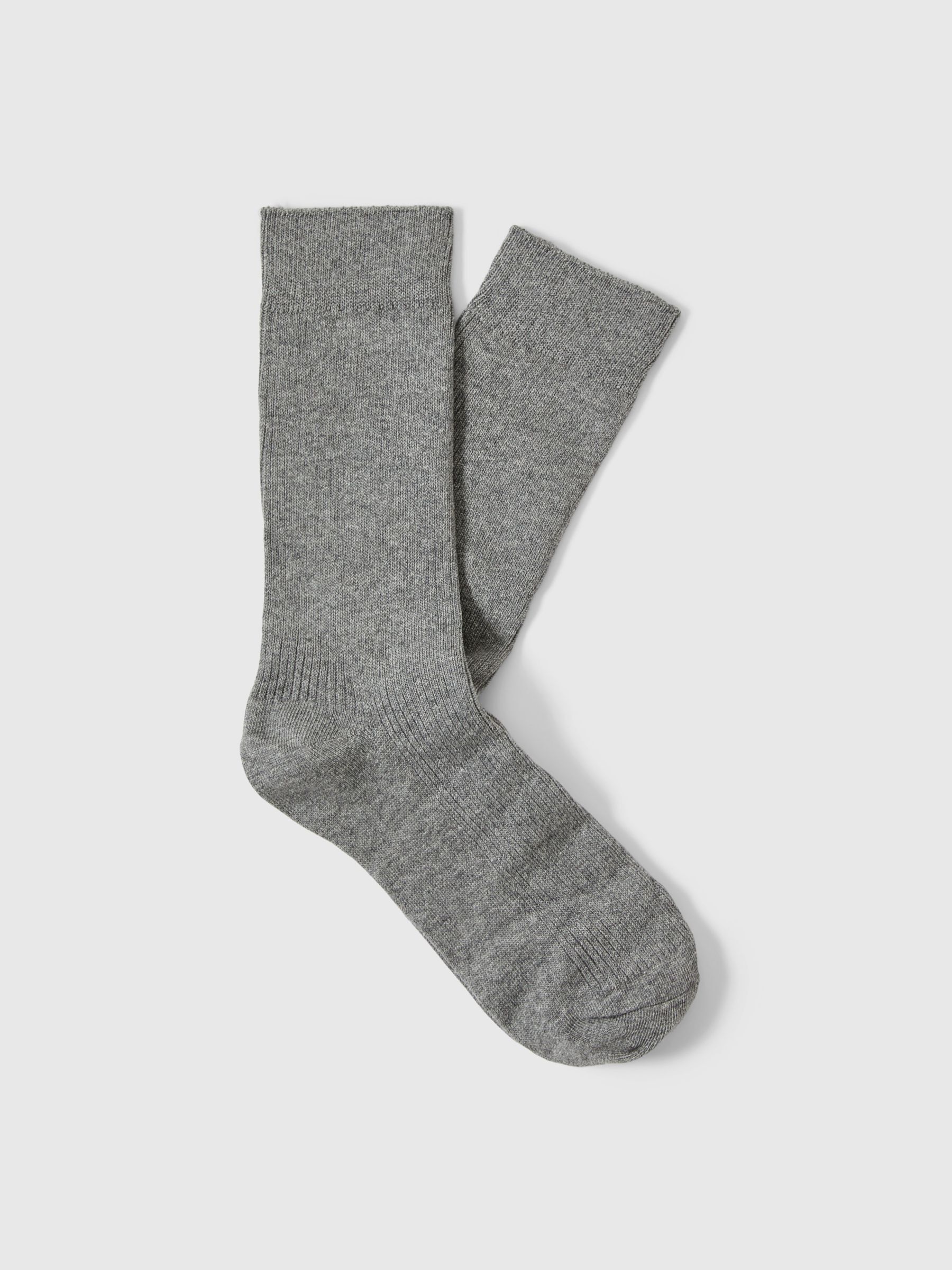 COTTON BLEND SOCKS, Medium Grey Melange, highres