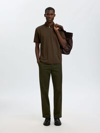 ZIPPER KNITTED POLO SHIRT, Delicioso, highres