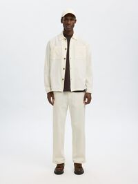 LINEN BLEND OVERSHIRT, Cloud Dancer, highres