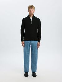 HALF-ZIP PULLOVER, Black, highres