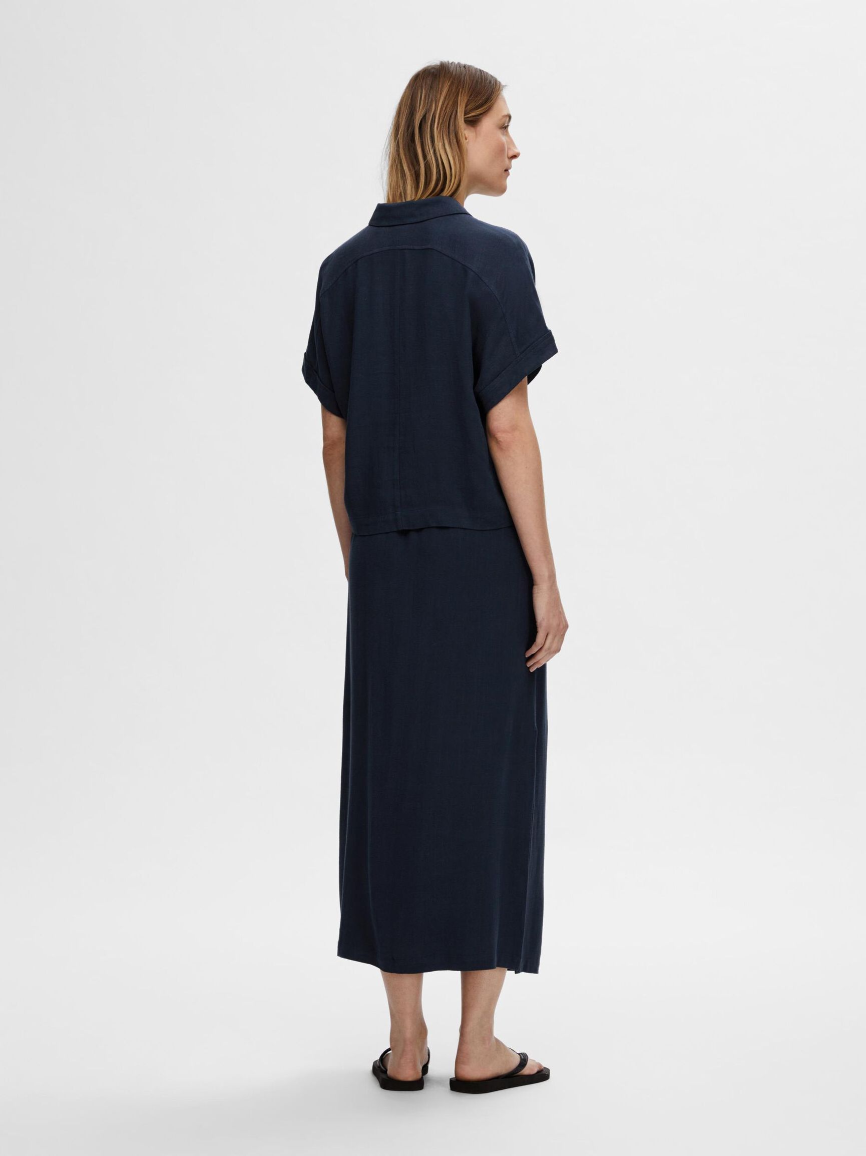 À TAILLE HAUTE JUPE LONGUE, Dark Sapphire, highres