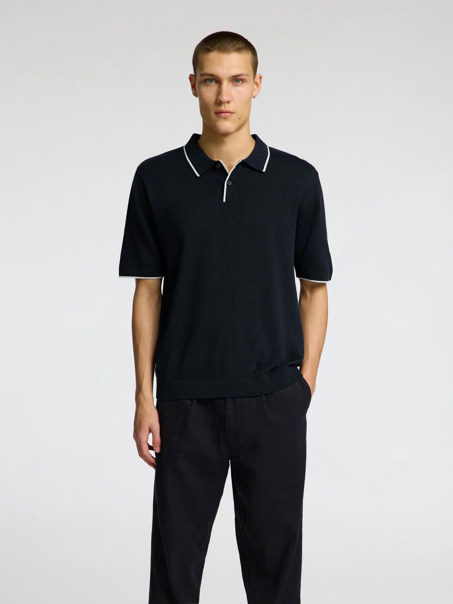 Selected KNITTED  POLO SHIRT, Sky Captain, highres - 16096391_SkyCaptain_1168001_003.jpg