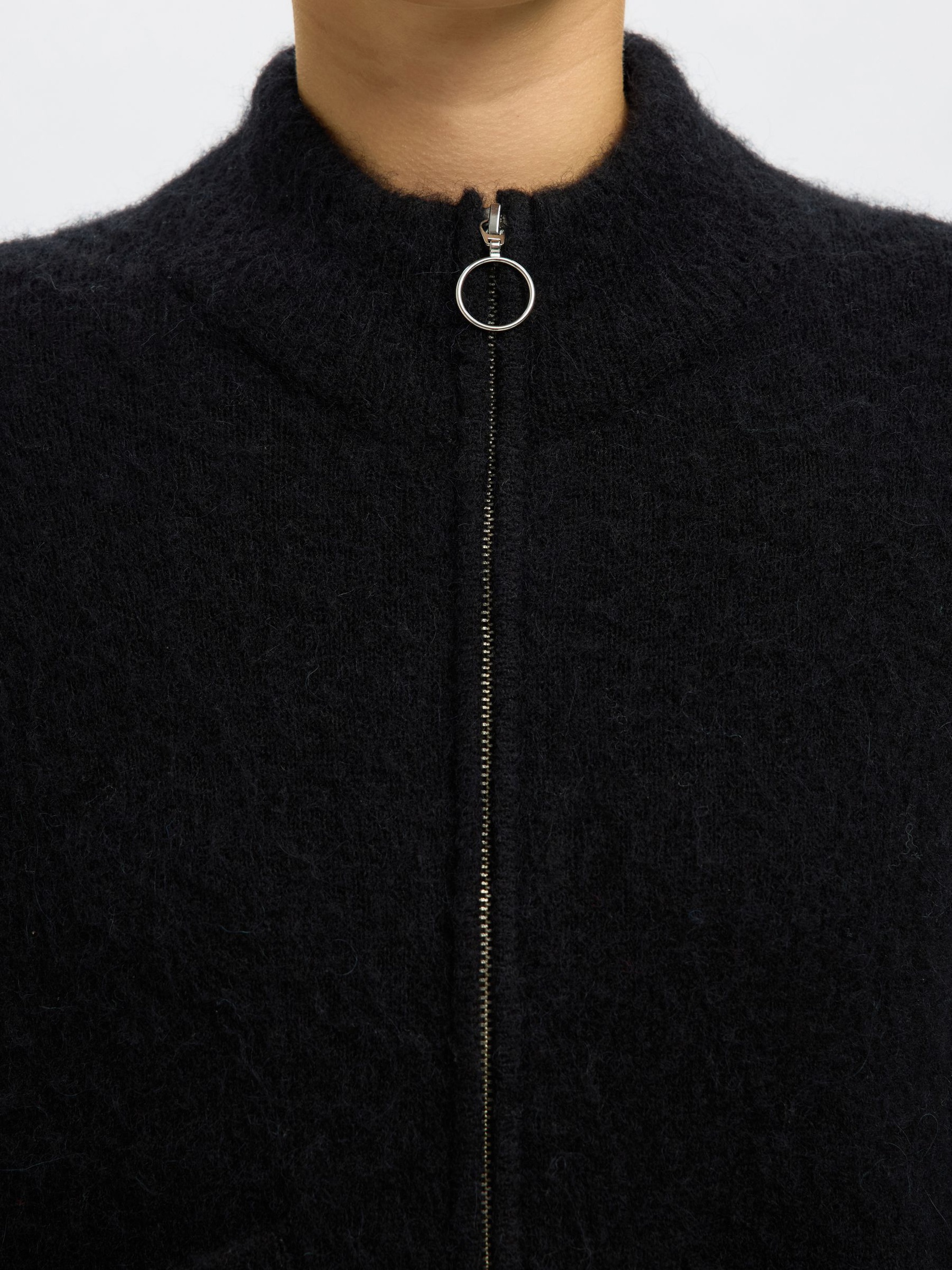 WOOL BLEND CARDIGAN, Black, highres