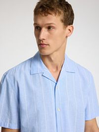 LIN MÉLANGÉ CHEMISE À MANCHES COURTES, Cashmere Blue, highres