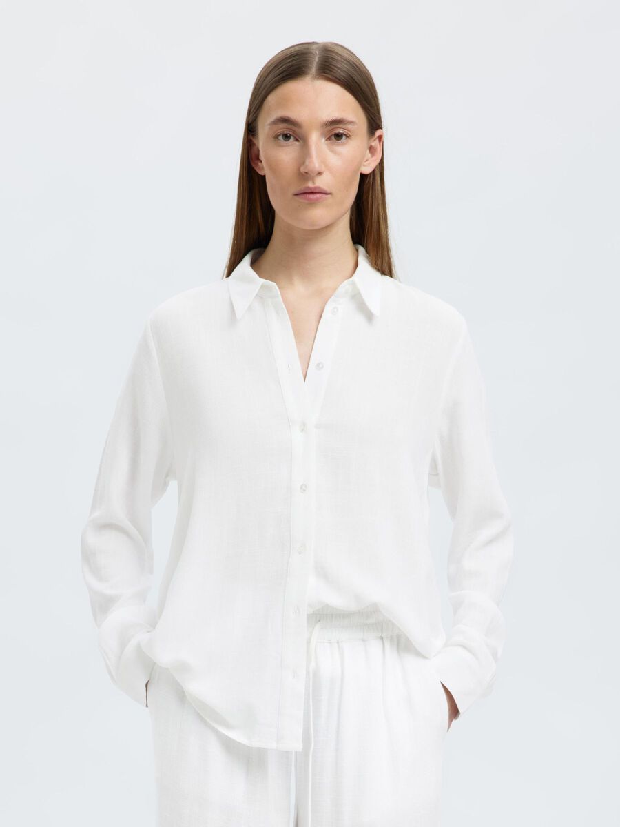 Selected VISCOSE BLEND SHIRT, Snow White, highres - 16082298_SnowWhite_003.jpg