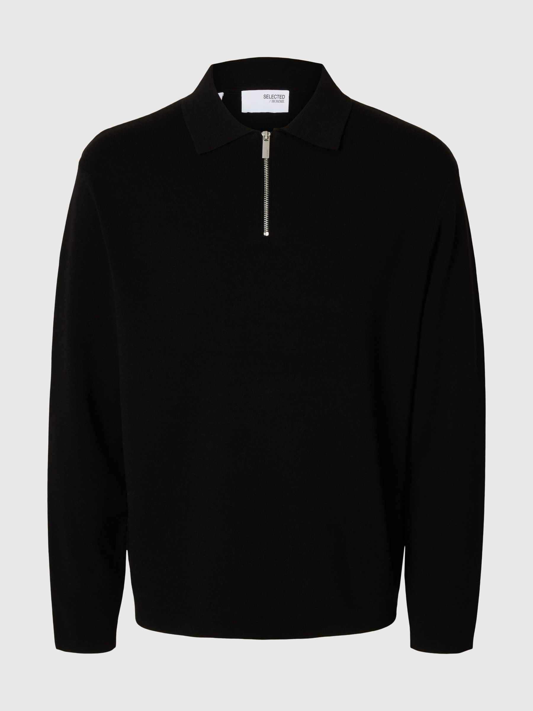 HALF-ZIP PULLOVER, Black, highres