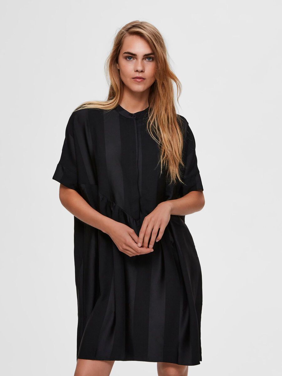 Selected OVERSIZED SATIJN MINI JURK, Black, highres - 16068194_Black_003.jpg