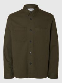 REGULAR FIT TWILL OVERSHIRT, Forest Night, highres