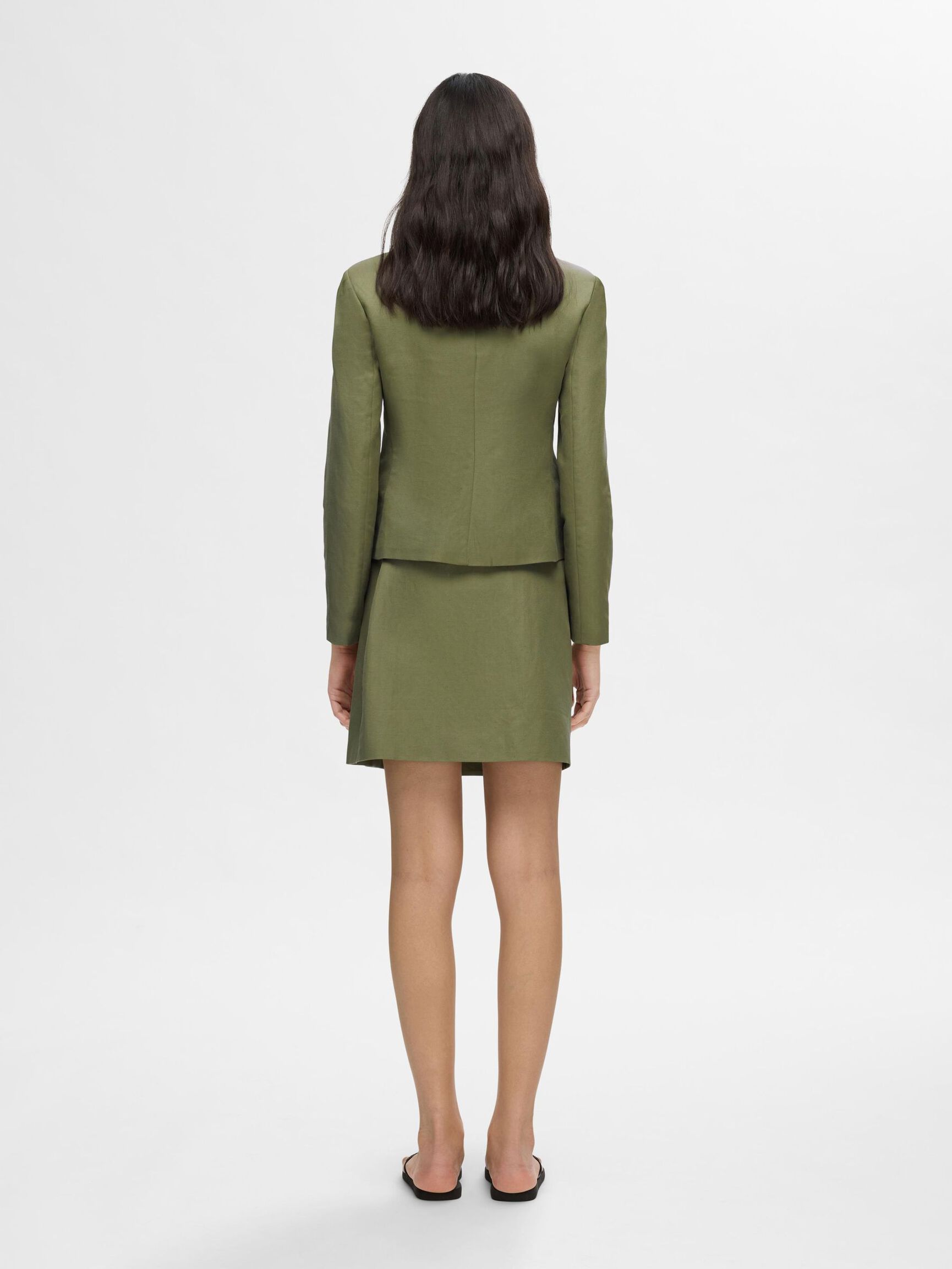 CLASSIC FIT LINEN BLEND BLAZER, Olivine, highres