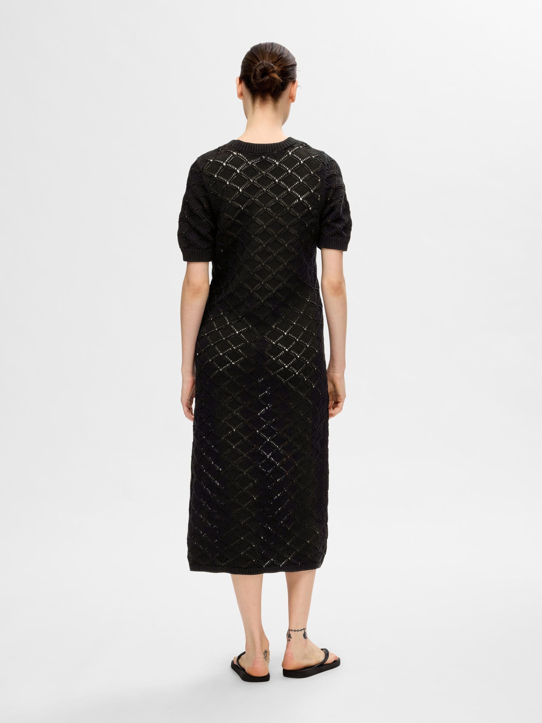 KNITTED MAXI DRESS, Black, highres