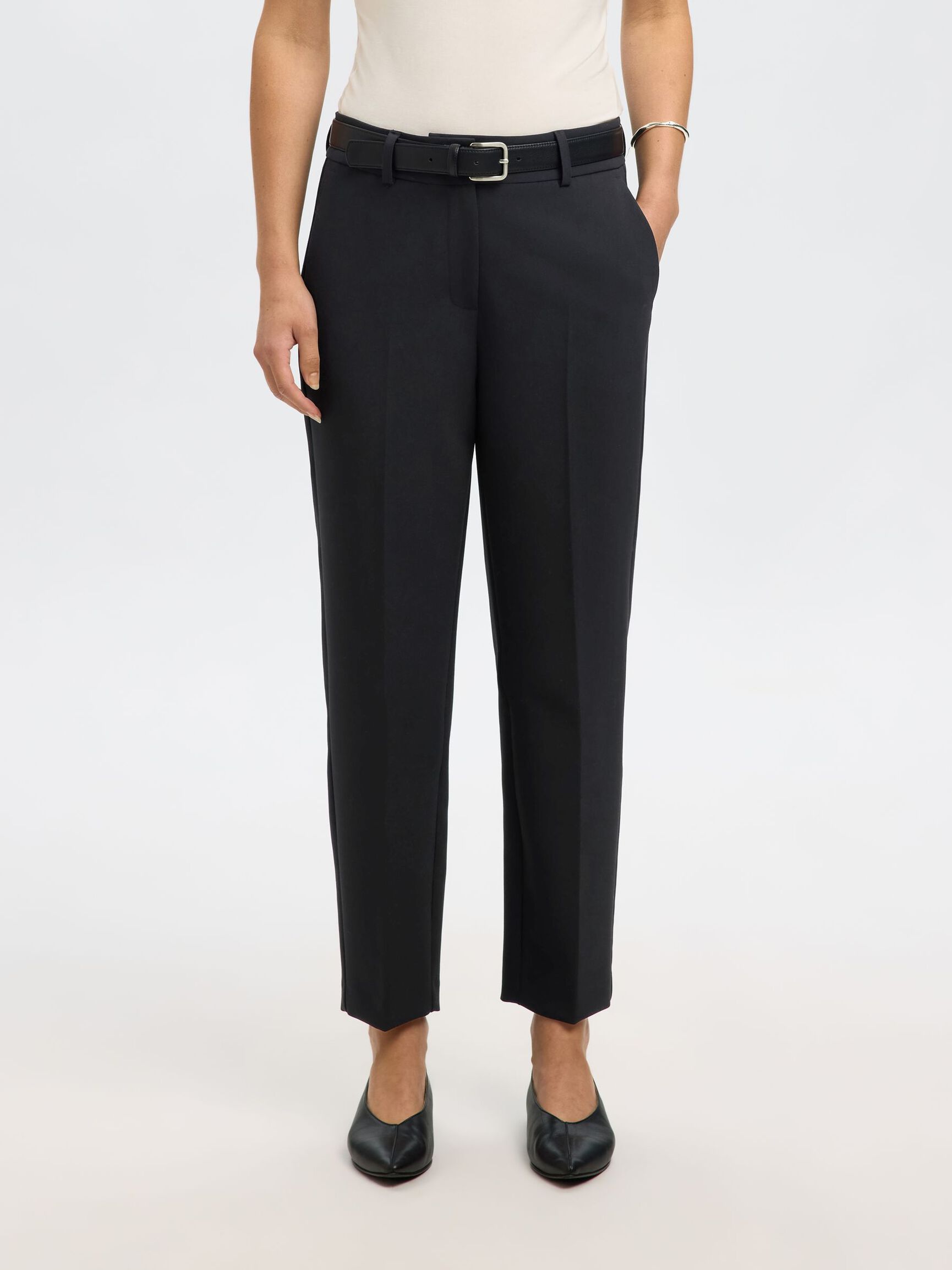 SLIM FIT CROPPED HOSE, Black, highres