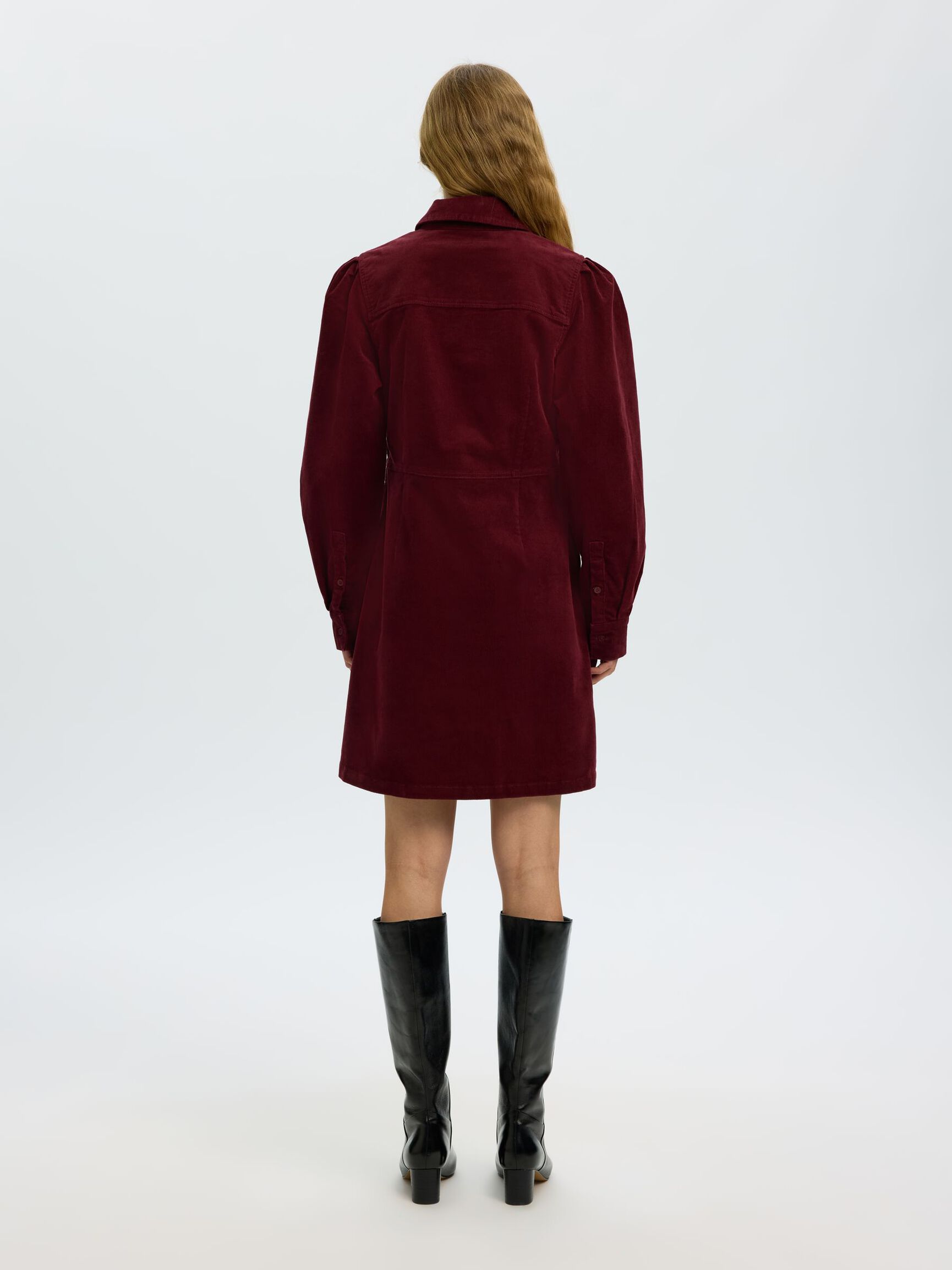 COTTON CORDUROY MINI DRESS, Tawny Port, highres
