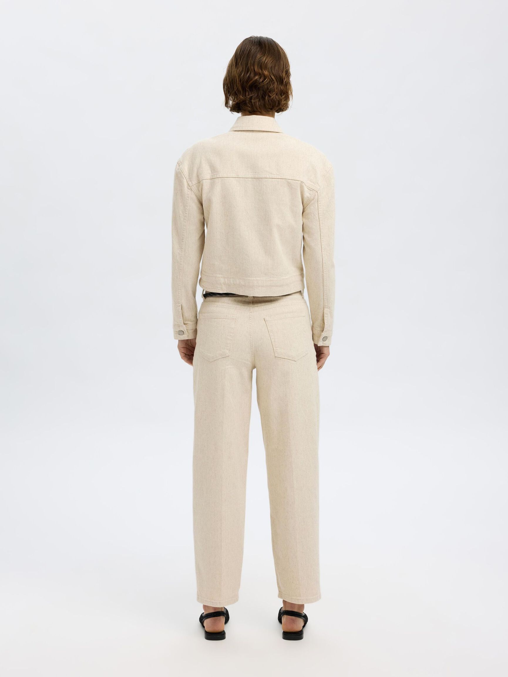 CINTURA MEDIA JEANS FIT CORTE BARREL, Egret, highres