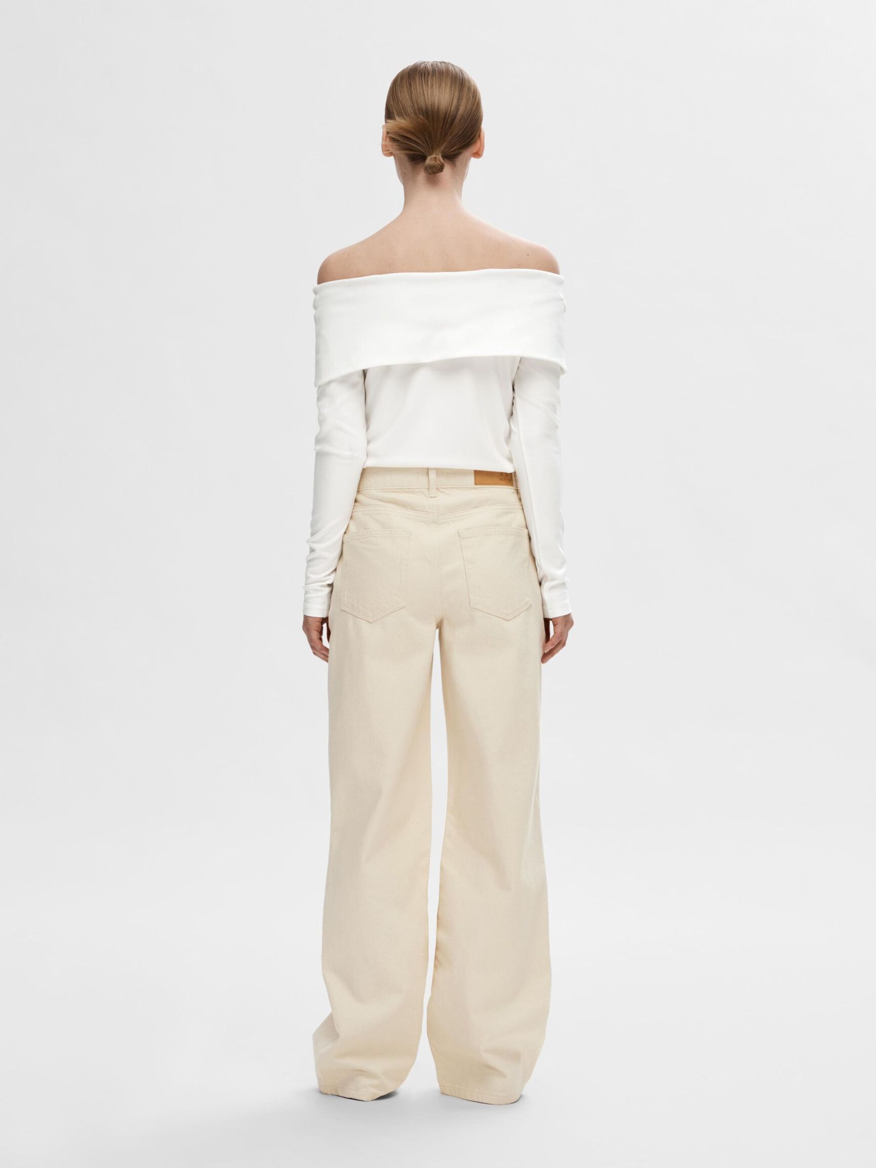 VISCOSE BLEND OFF-SHOULDER TOP, Snow White, highres