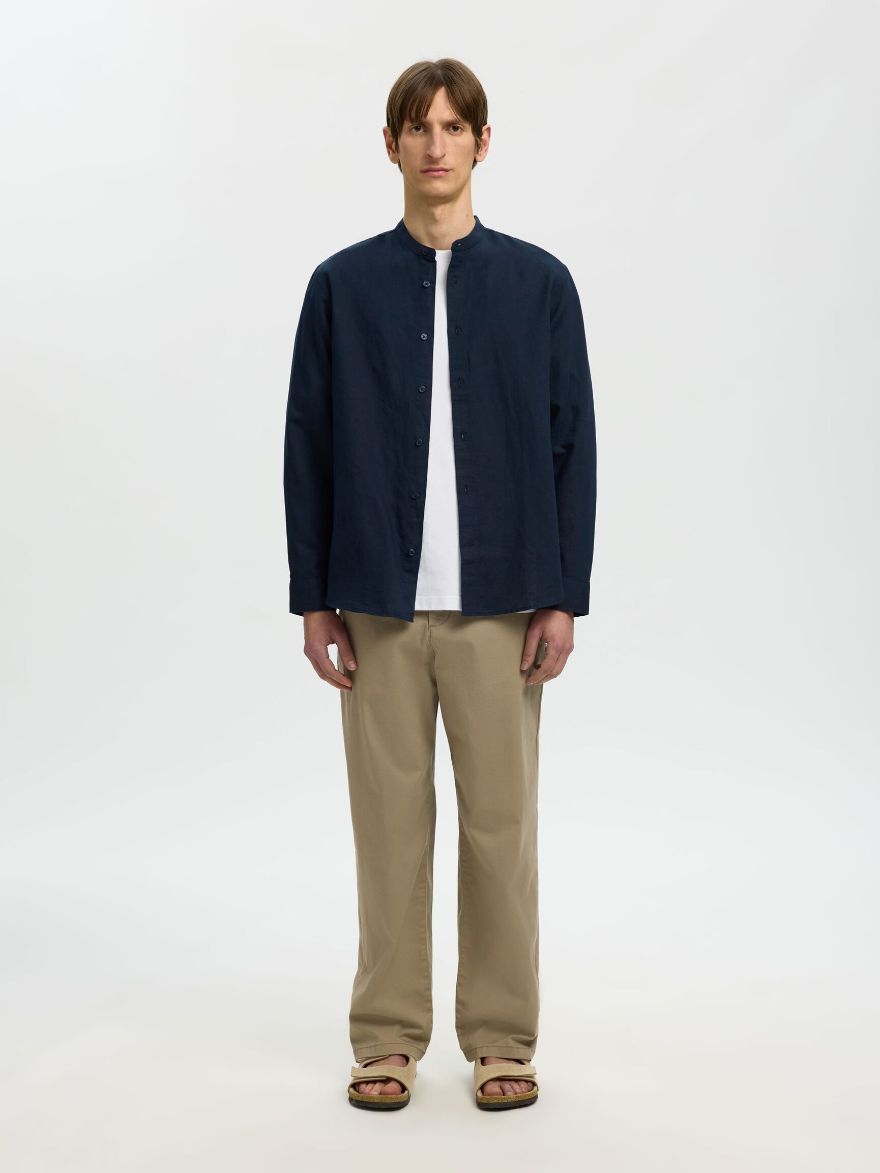 LINNEBLANDNING LÅNGÄRMAD SKJORTA, Sky Captain, highres