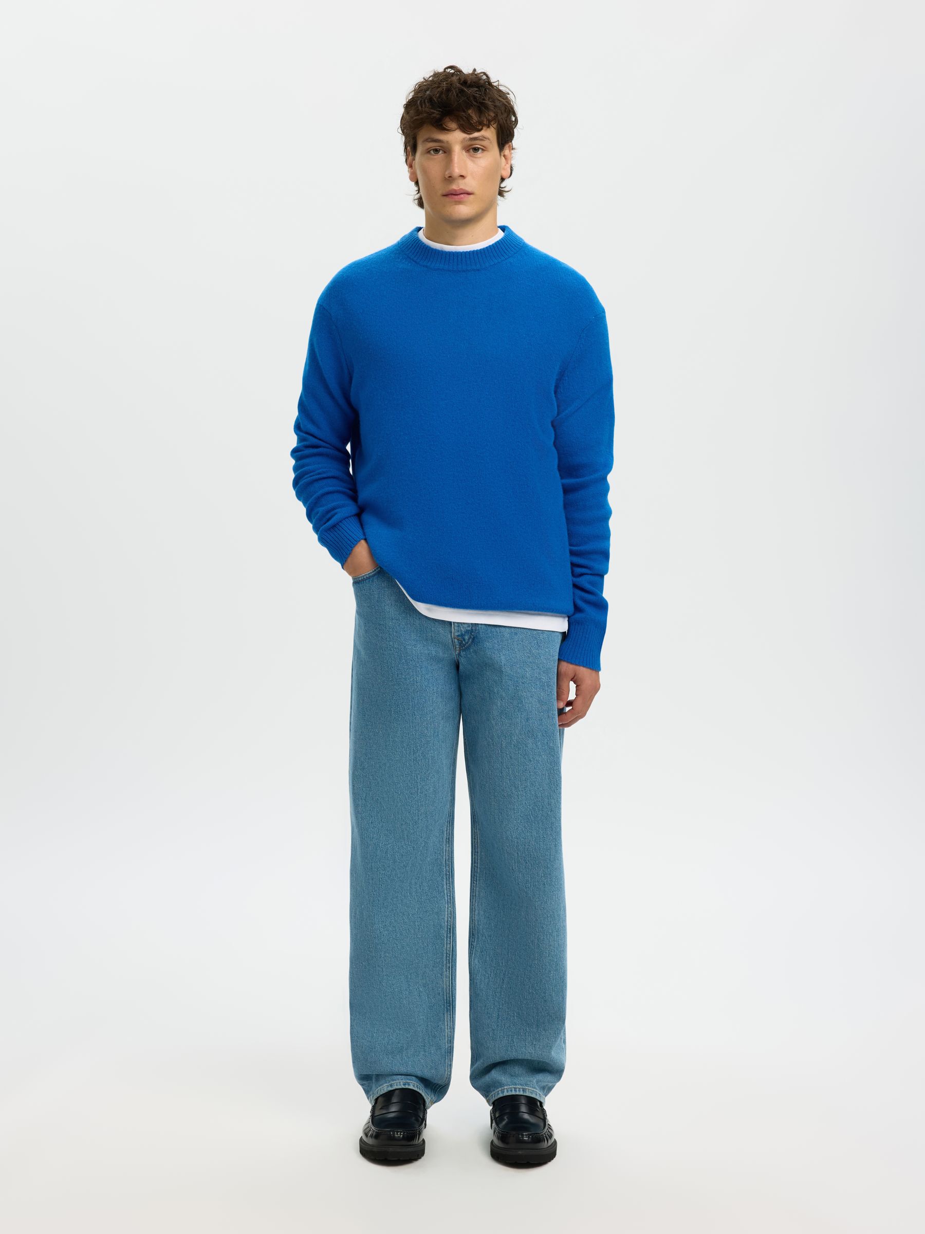 100% WOOL JUMPER, Victoria Blue, highres