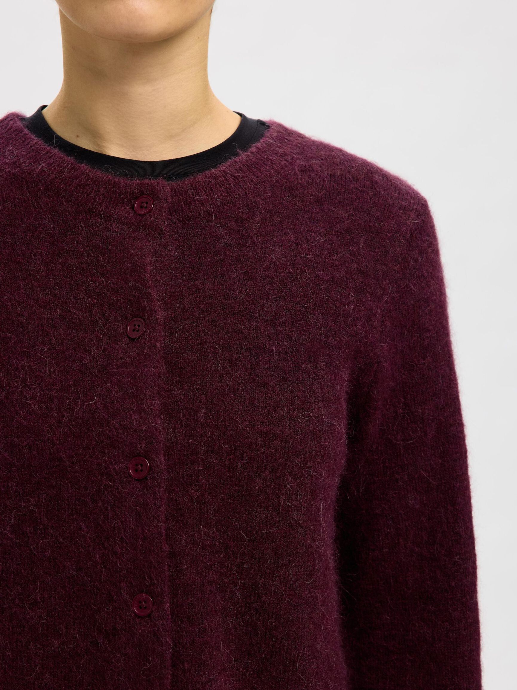 ULDBLANDING STRIKKET CARDIGAN, Fig, highres