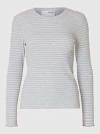 STRIBET LANGÆRMET T-SHIRT, Light Grey Melange, highres