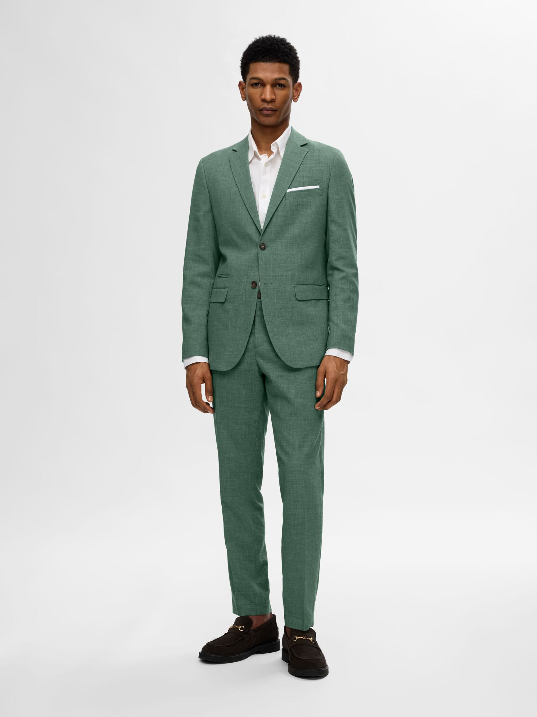 SLIM FIT EINREIHIGER BLAZER, Light Green Melange, highres