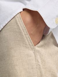 SLIM TAPERED LINEN BLEND TROUSERS, Vetiver, highres
