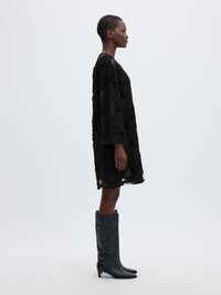 EMBROIDERED STYLE MINI DRESS, Black, highres