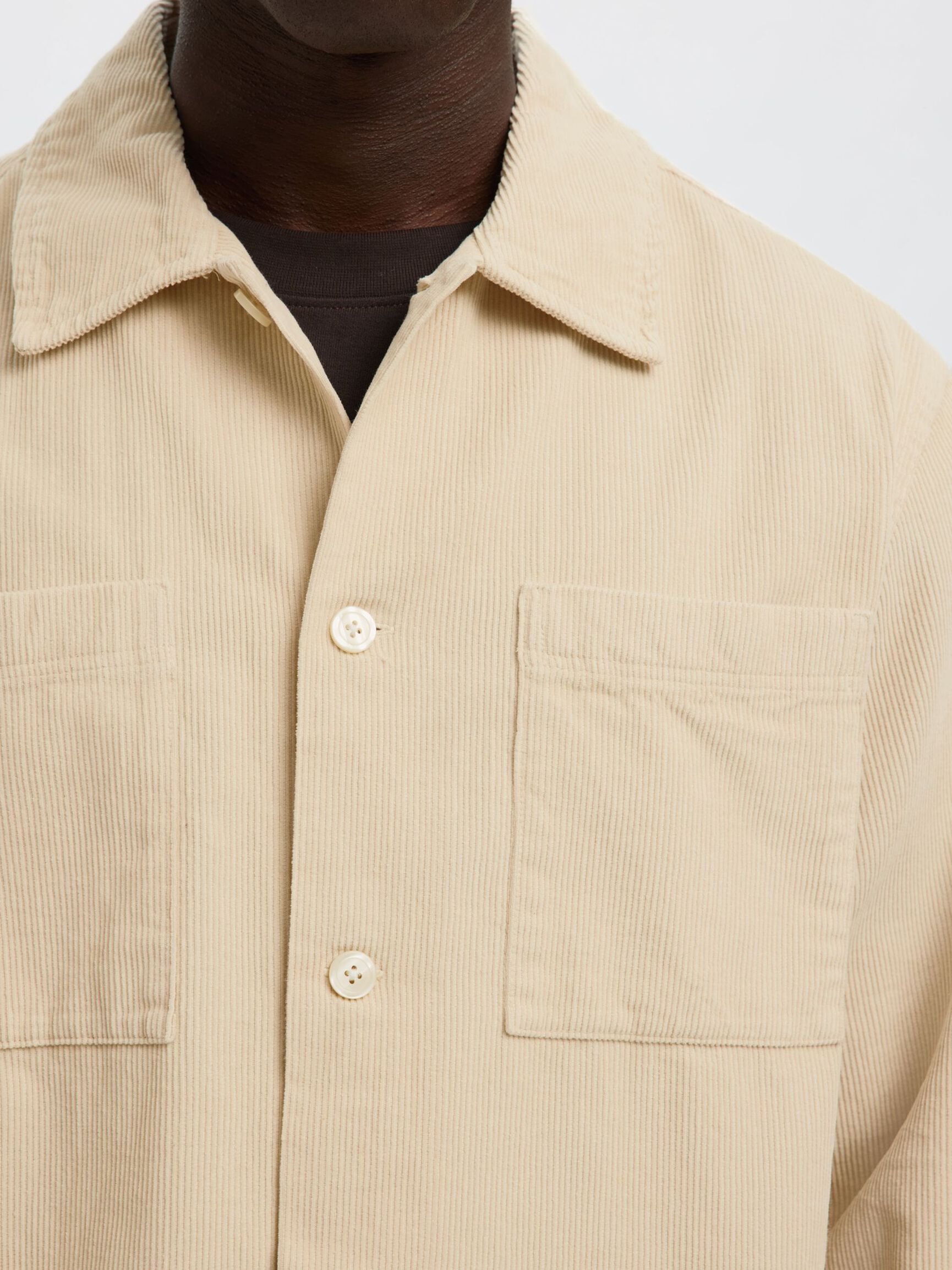 CORDUROY OVERSHIRT, Oatmeal, highres