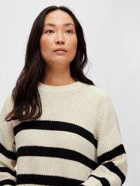 STRIPED KNITTED JUMPER, Snow White, highres