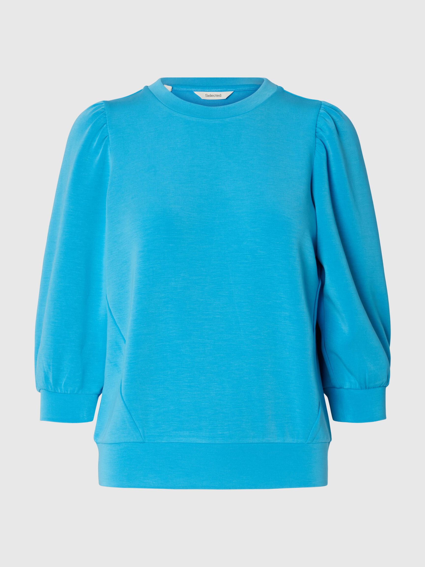 PUFF SLEEVE SWEATSHIRT, Malibu Blue, highres