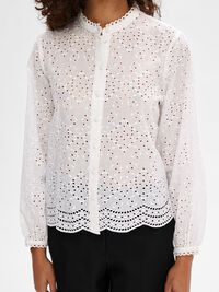 BRODERIE ANGLAISE SKJORTE, Bright White, highres