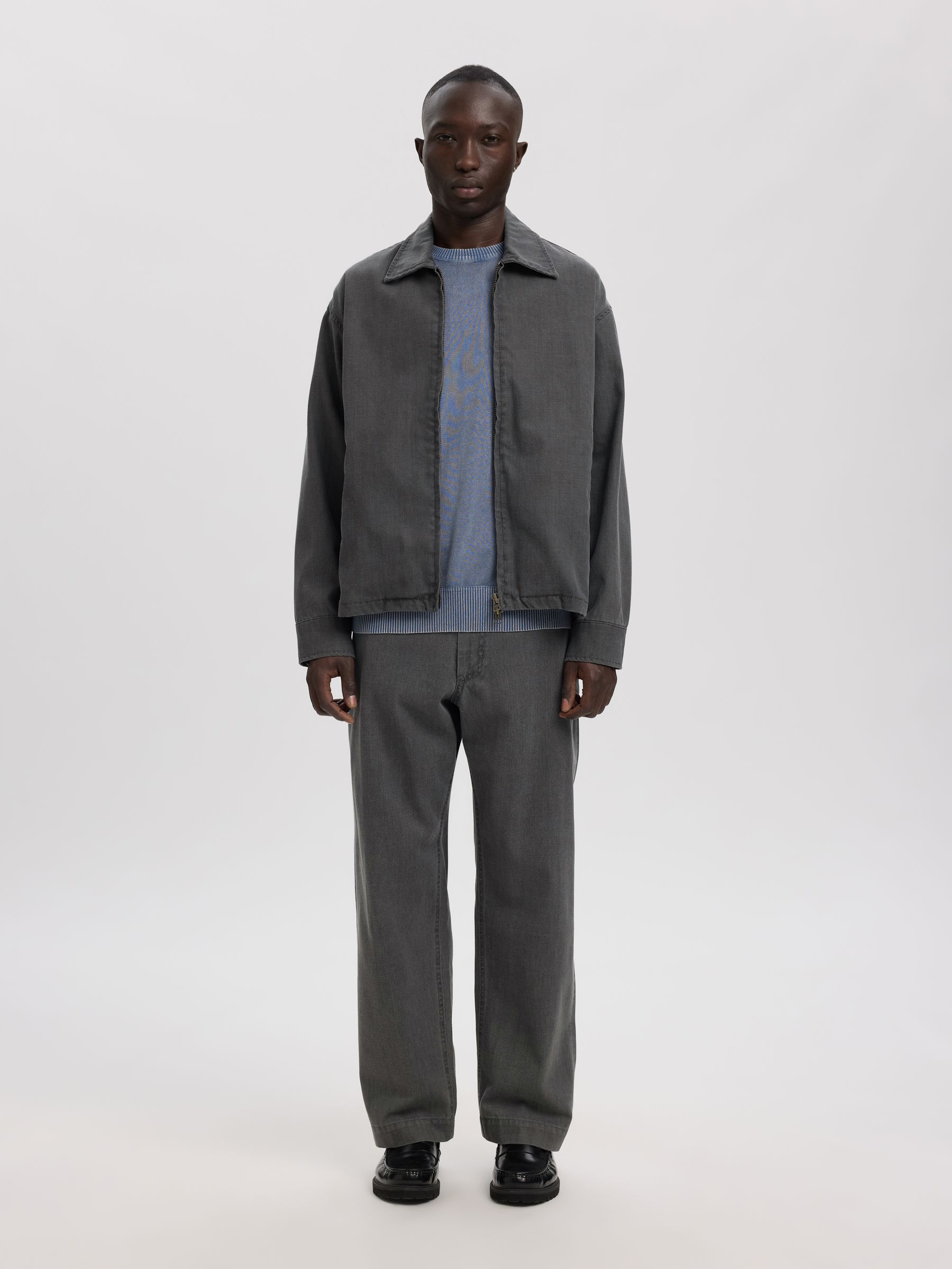 SELVEDGE DENIM JACKET, Light Grey Denim, highres