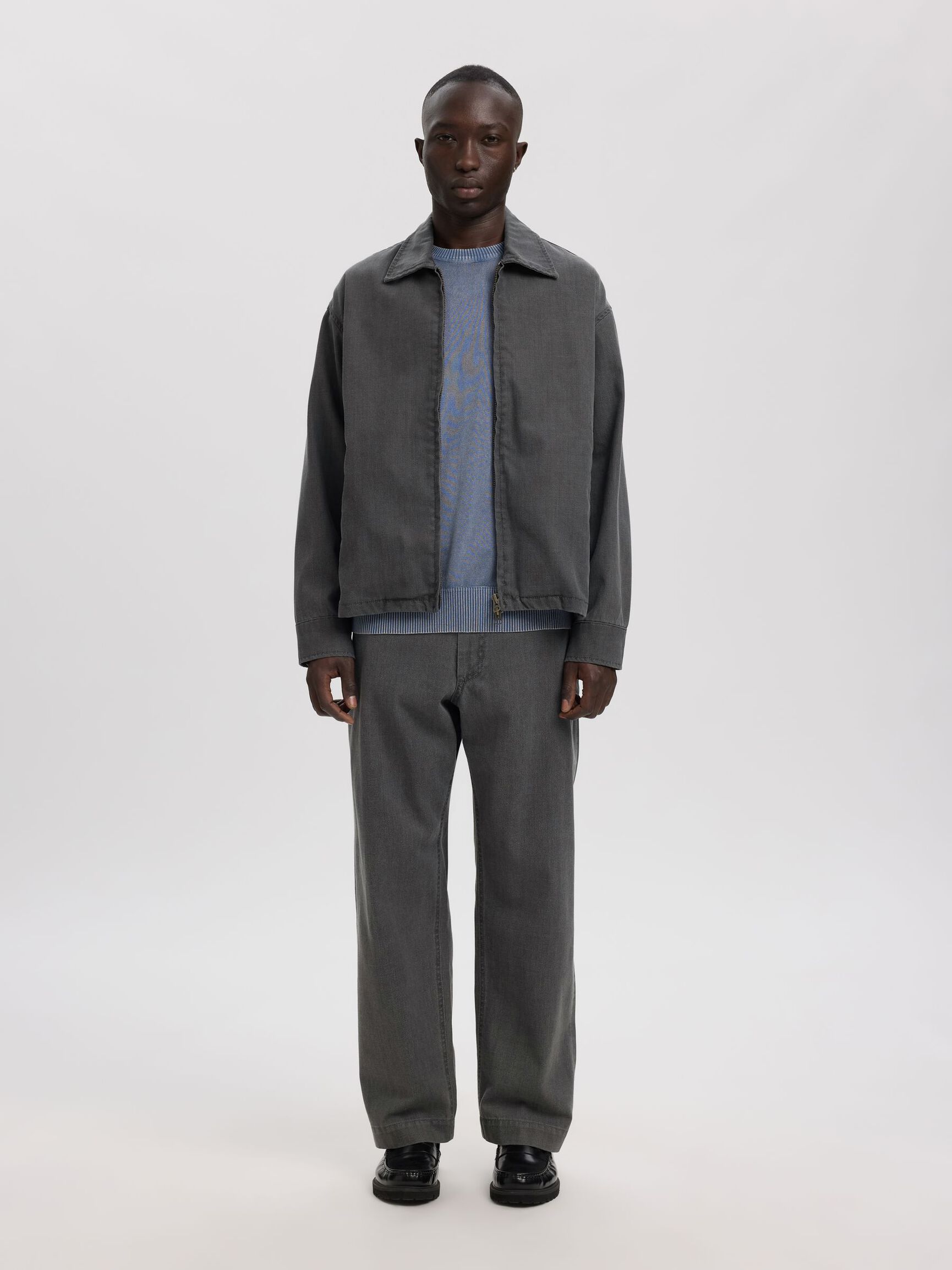 SELVEDGE DENIM JACKET, Light Grey Denim, highres