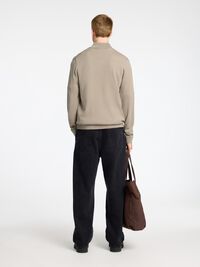100% MERINO WOOL HALF-ZIP JUMPER, Kelp, highres