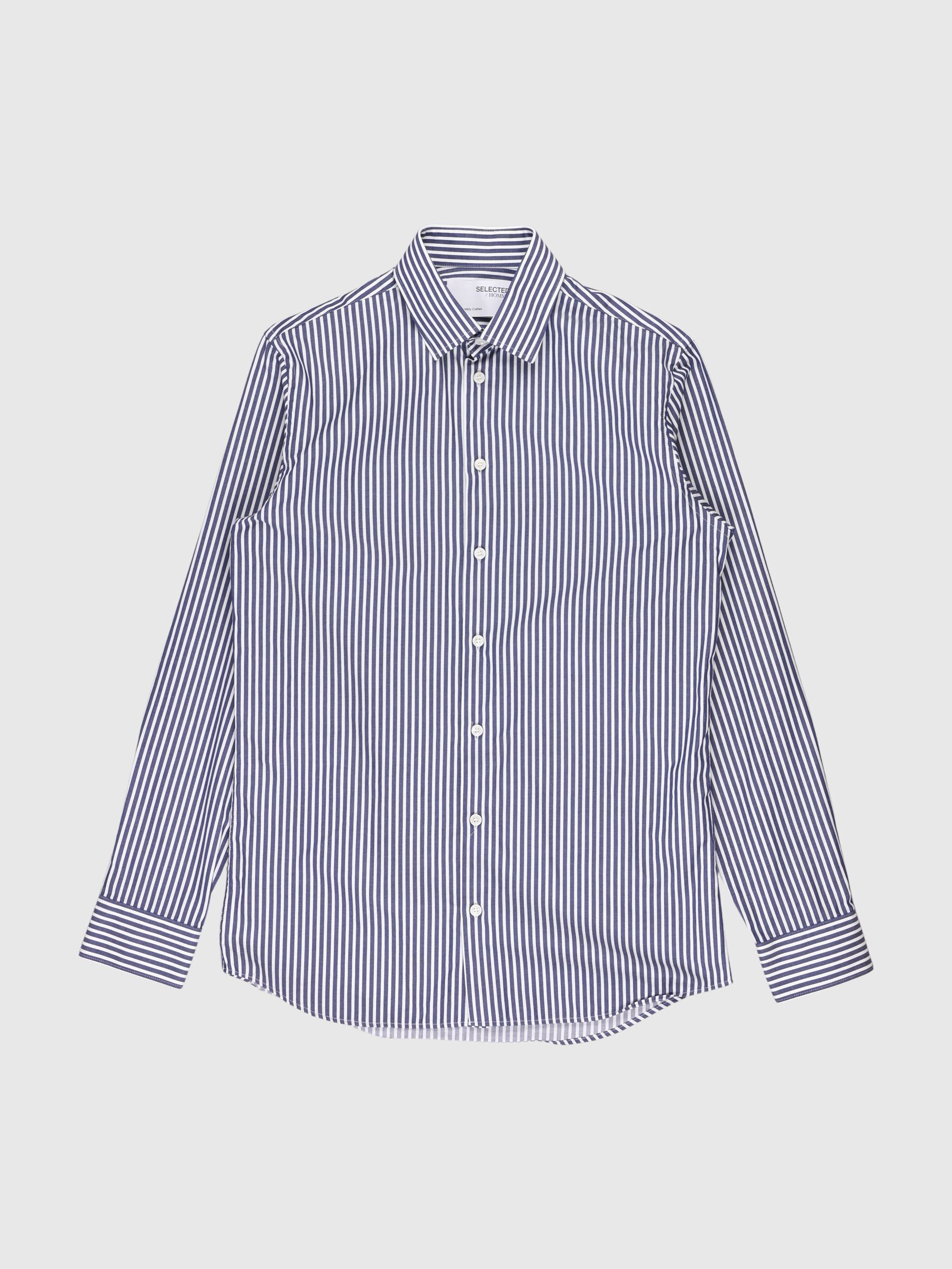 LONG-SLEEVED SLIM FIT SHIRT, Dark Sapphire, highres