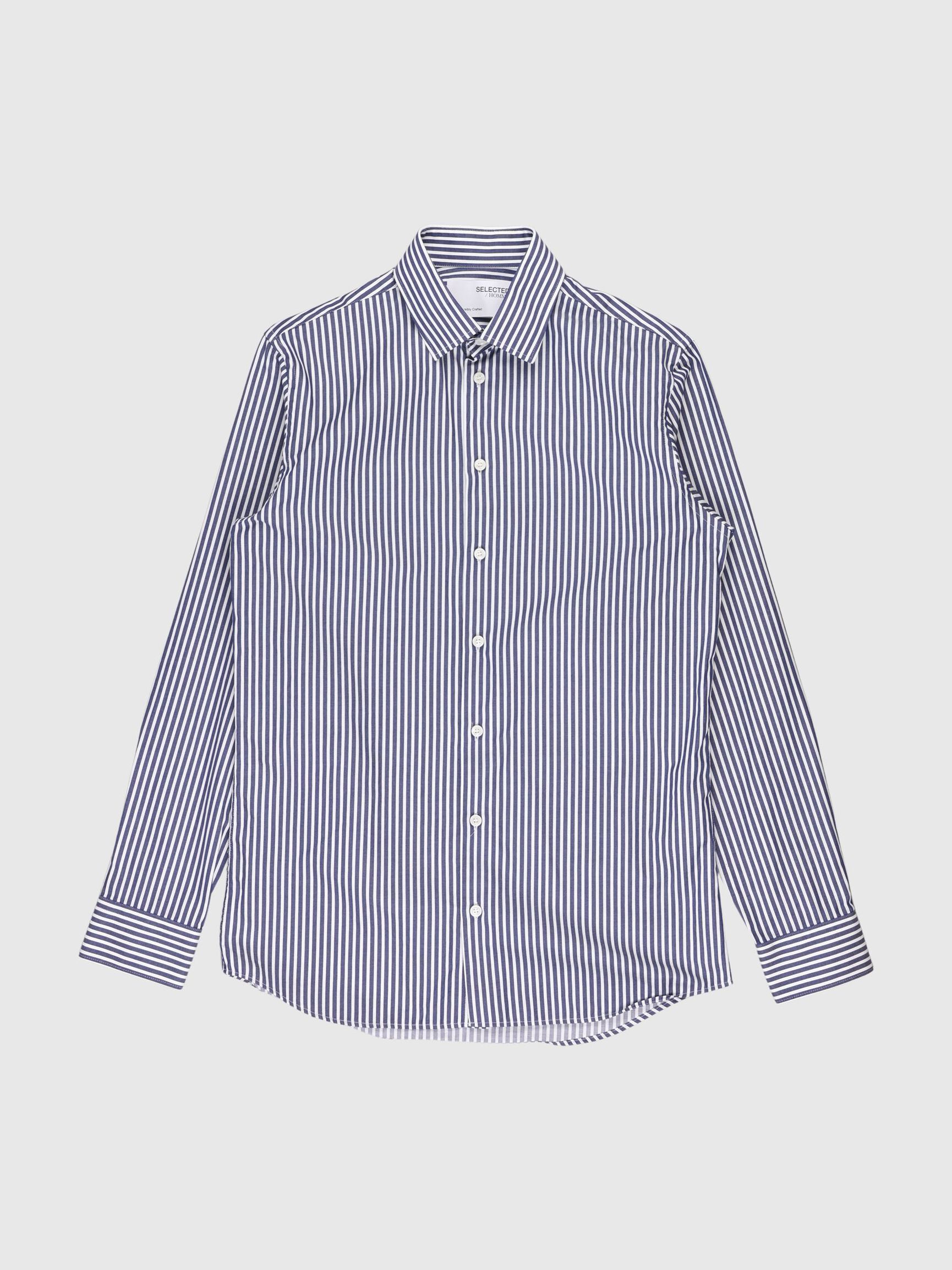 LONG-SLEEVED SLIM FIT SHIRT, Dark Sapphire, highres