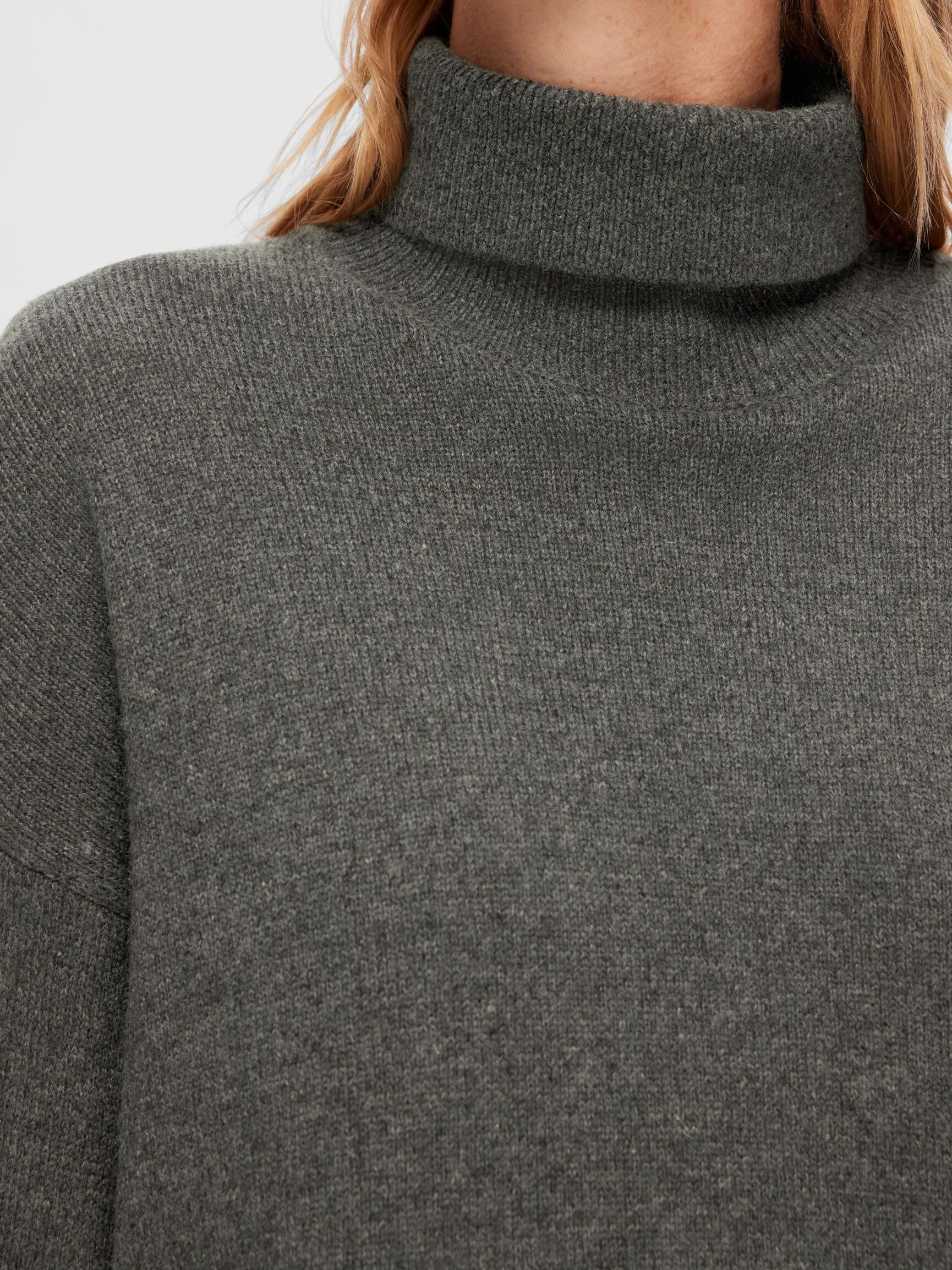 RULLEKRAVE I ULDBLANDING STRIKTRØJE, Medium Grey Melange, highres