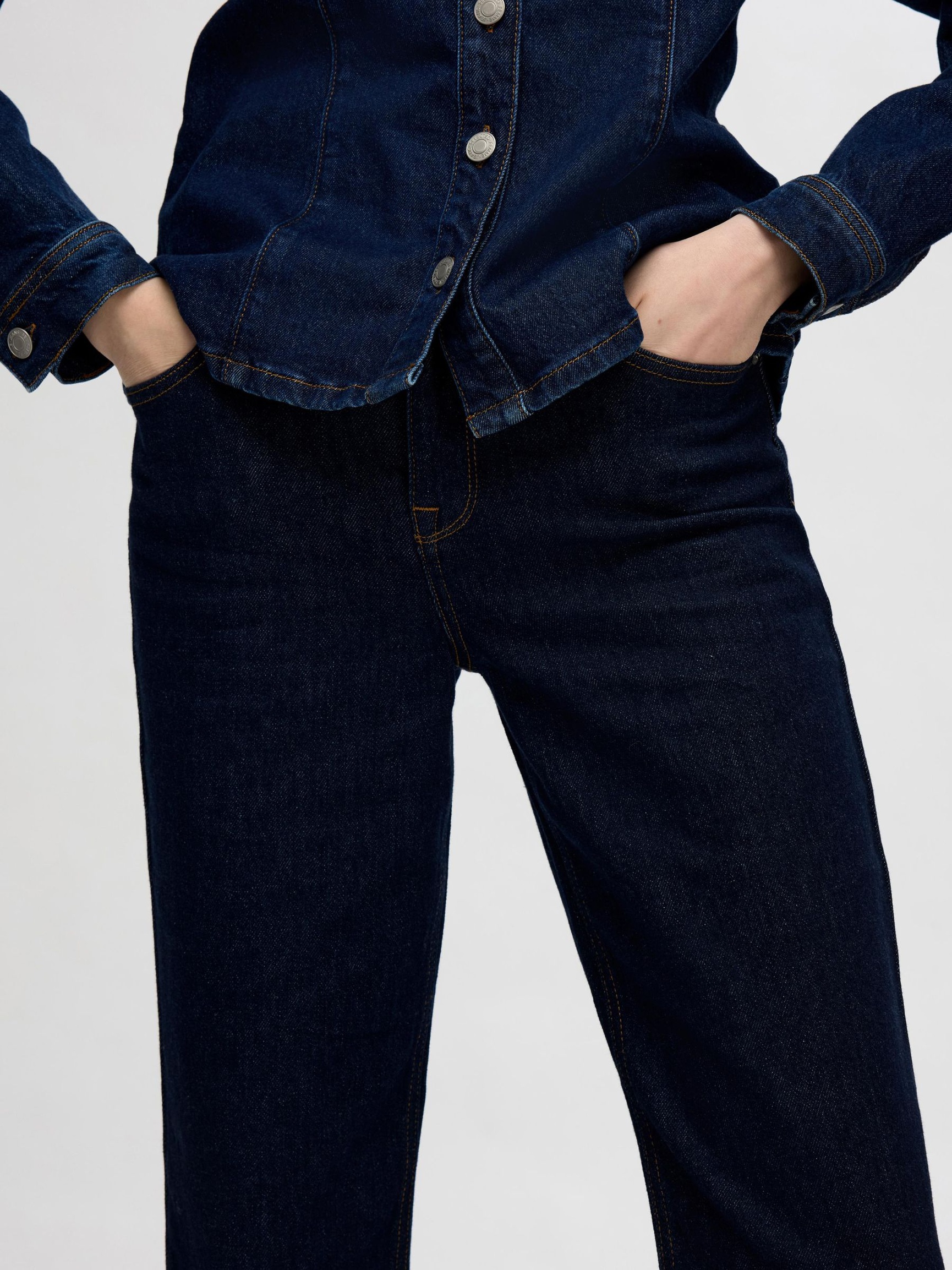 MØRK VASK STRAIGHT FIT JEANS, Dark Blue Denim, highres