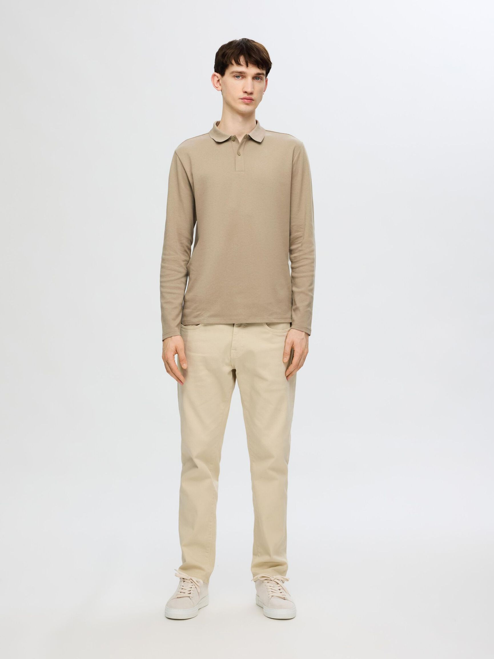 LONG-SLEEVED POLO SHIRT, Pure Cashmere, highres