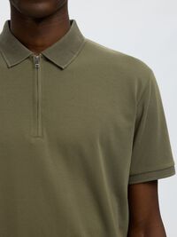 ZIPPER KNITTED POLO SHIRT, Kalamata, highres