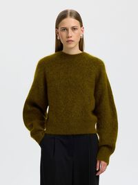 MOHAIRBLANDING STRIKTRØJE, Fir Green, highres