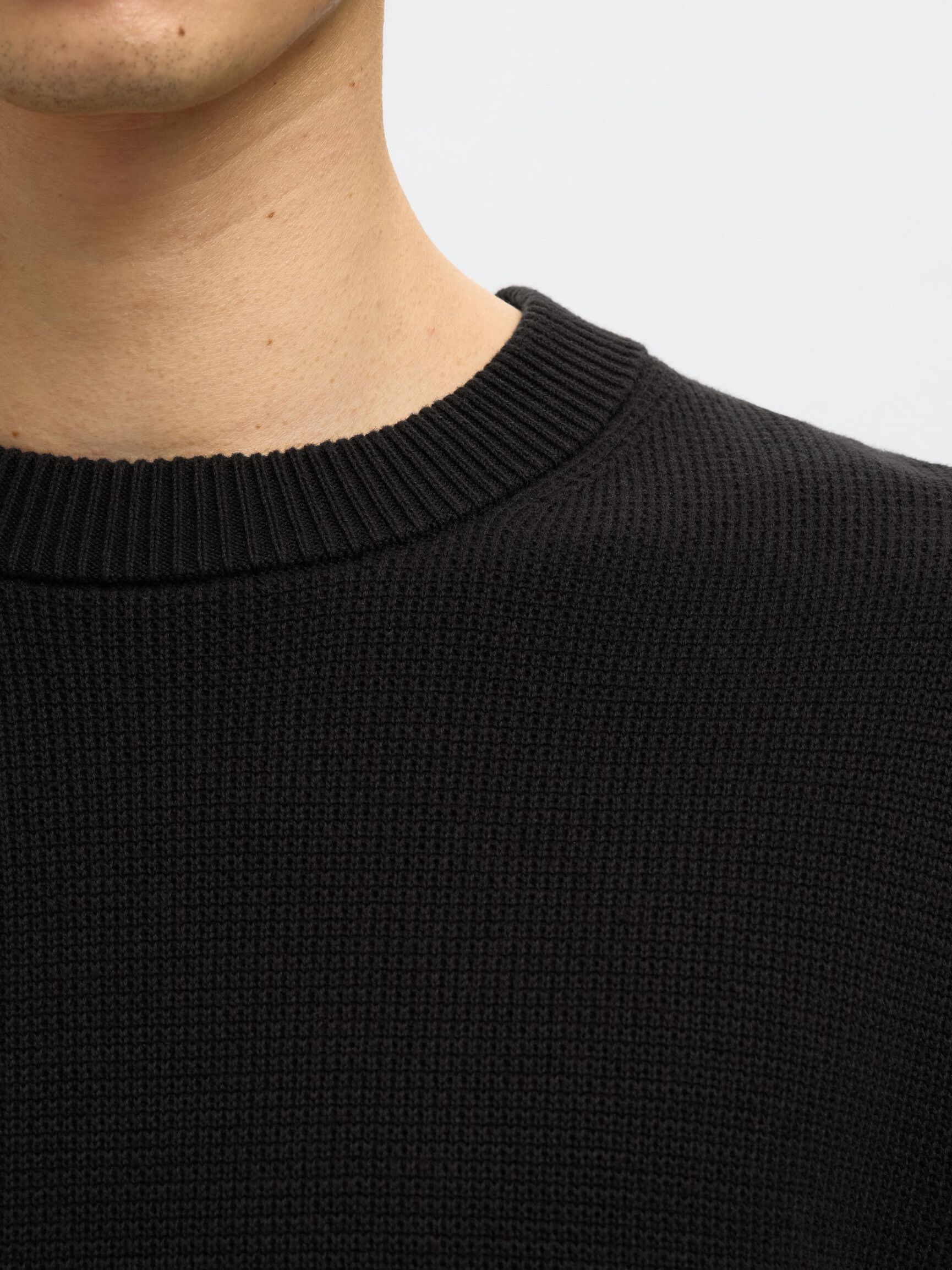 RONDE HALS SWEATER, Black, highres