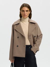 WOOL BLEND DOUBLE-BREASTED JACKET, Fallen Rock, highres