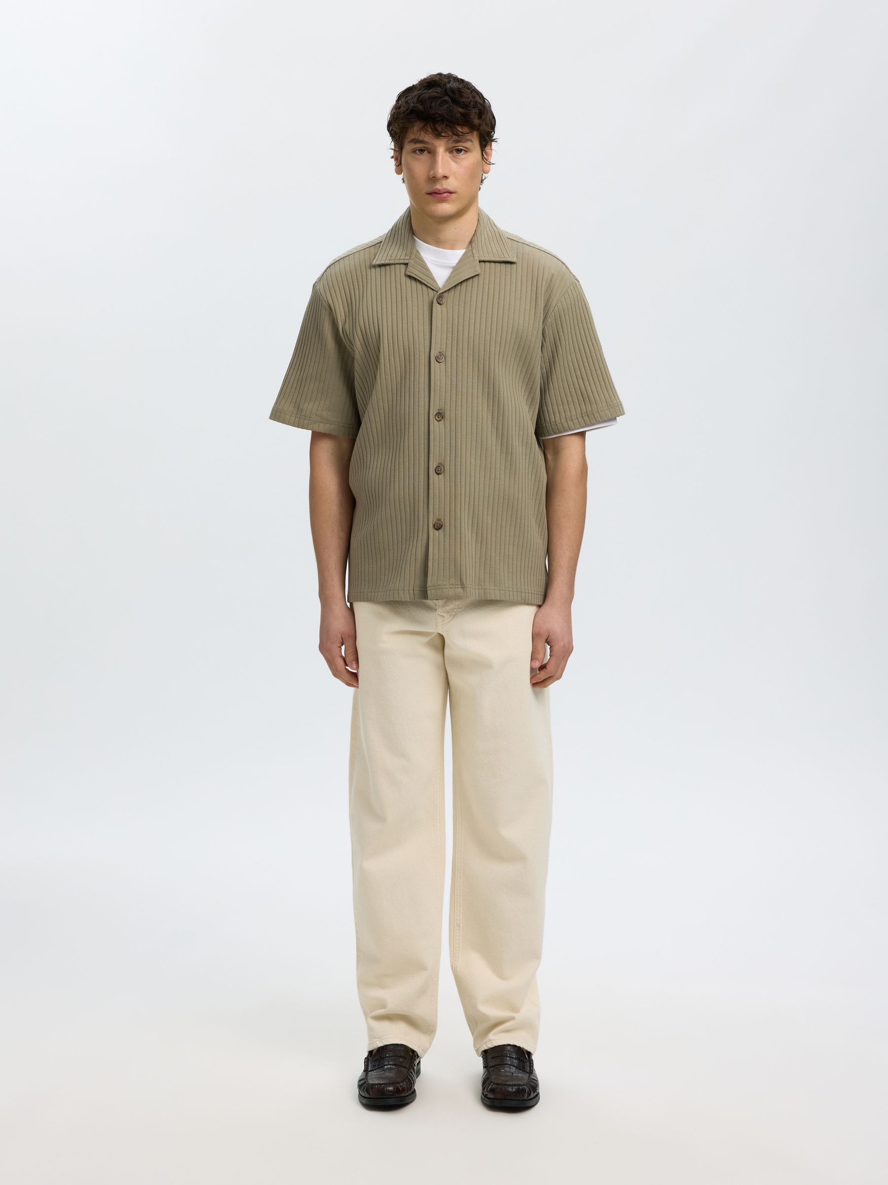 RELAXED FIT RIBBED OVERSHIRT, Vetiver, highres