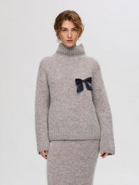 WOLLGEMISCH HIGH NECK PULLOVER, Steel Gray, highres