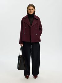 WOOL BLEND DOUBLE-BREASTED JACKET, Tawny Port, highres