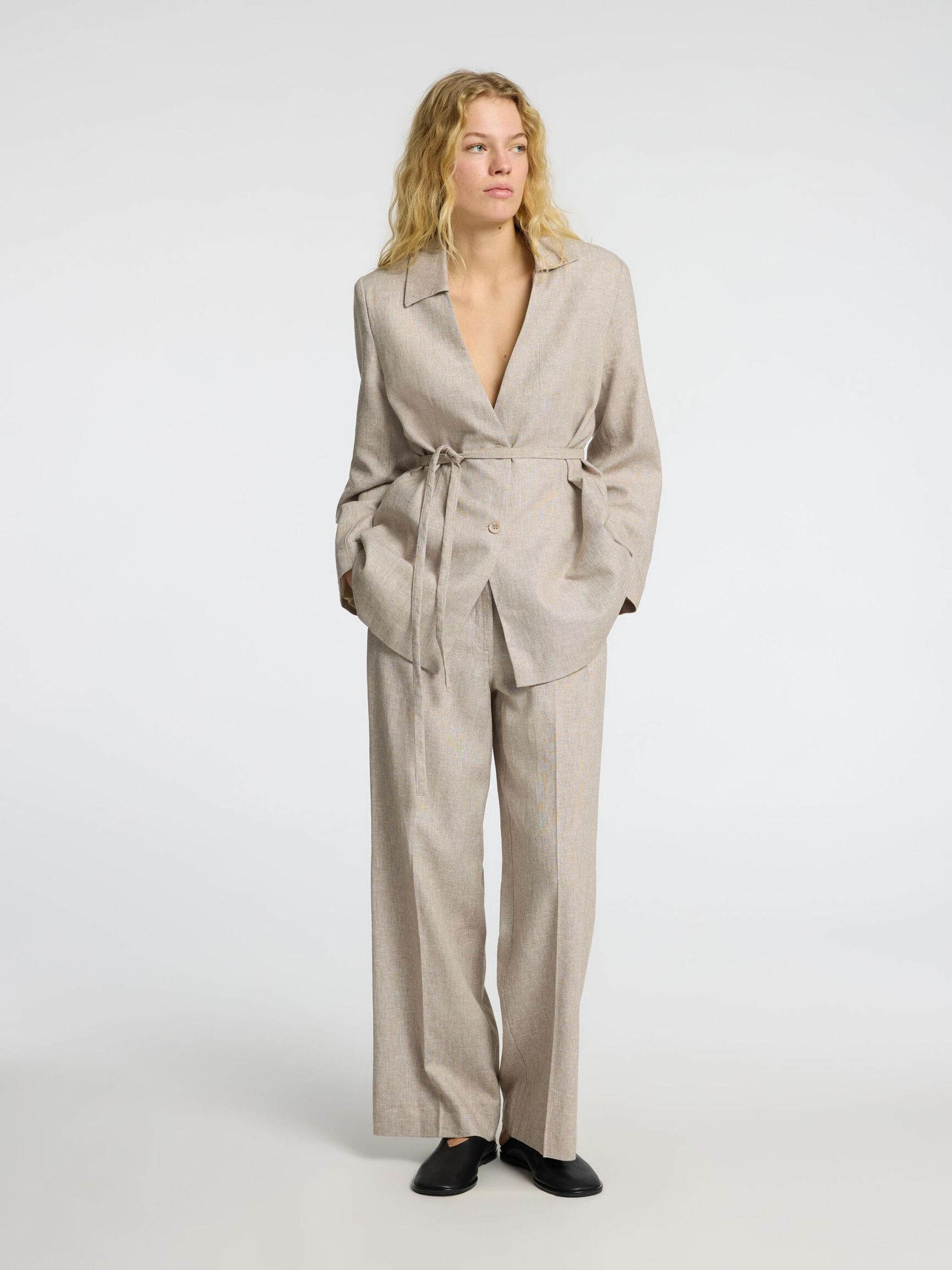 TAILORED WIDE-LEG TROUSERS, Sepia Tint, highres