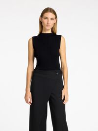 PAILLETTE TOP SANS MANCHES, Black, highres