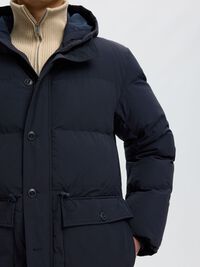 ADJUSTABLE WAIST PUFFER JACKET, Sky Captain, highres