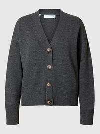 ULDBLANDING STRIKKET CARDIGAN, Medium Grey Melange, highres