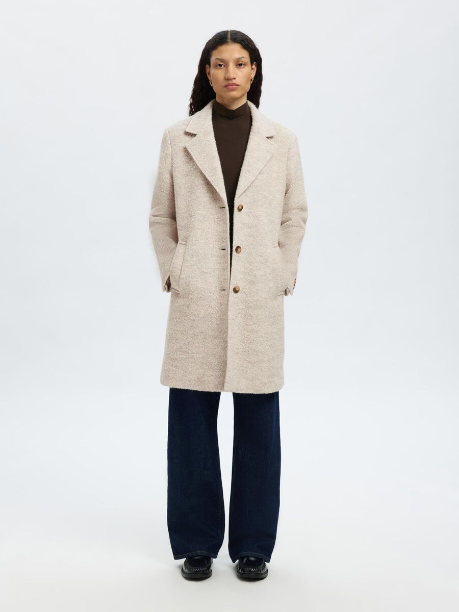 Product tile image - WOOL BLEND BOUCLE LONG COAT, Sandshell | 16098048_Sandshell_1193919