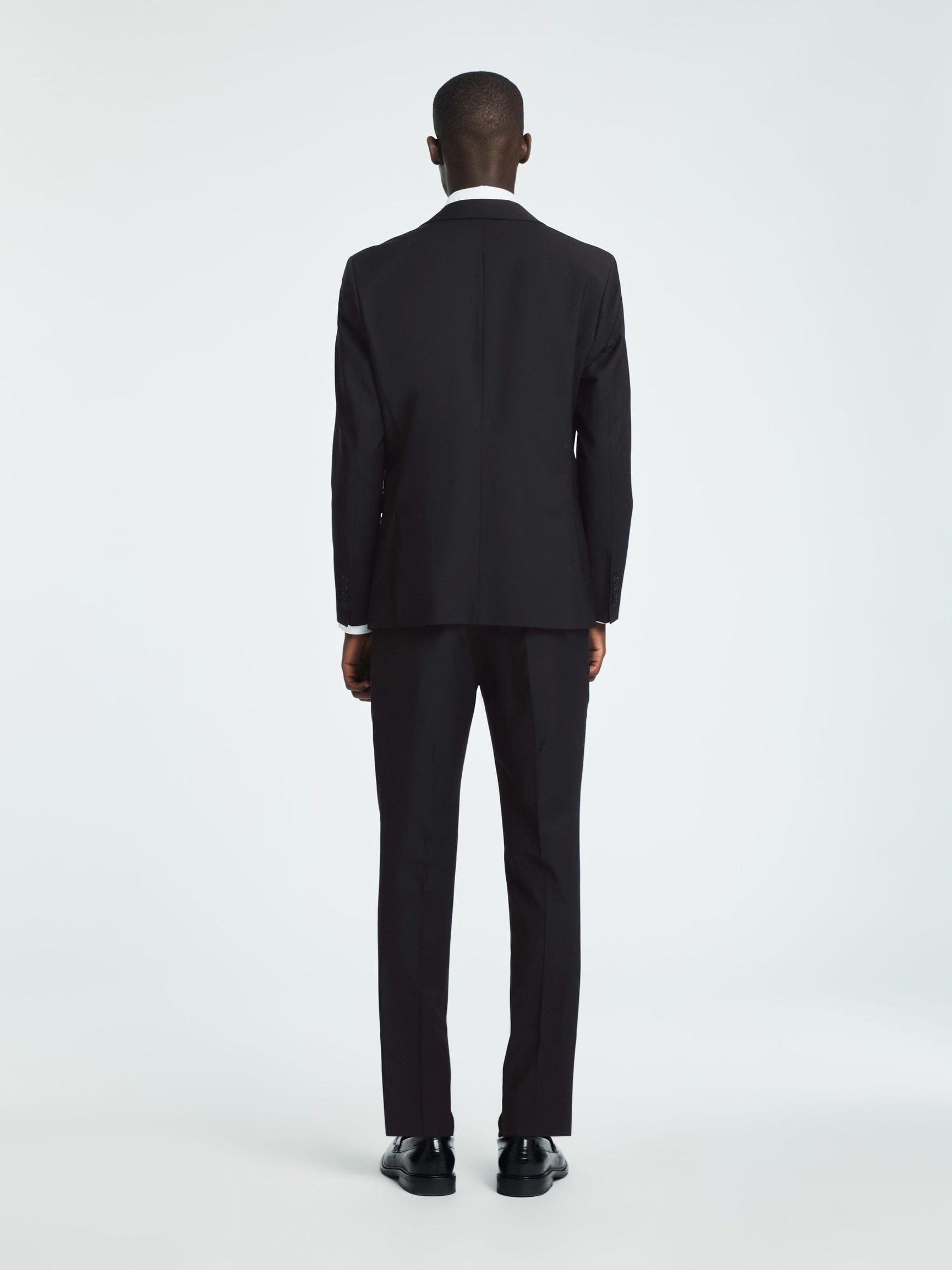 SLIM FIT WOOL BLEND BLAZER, Black, highres